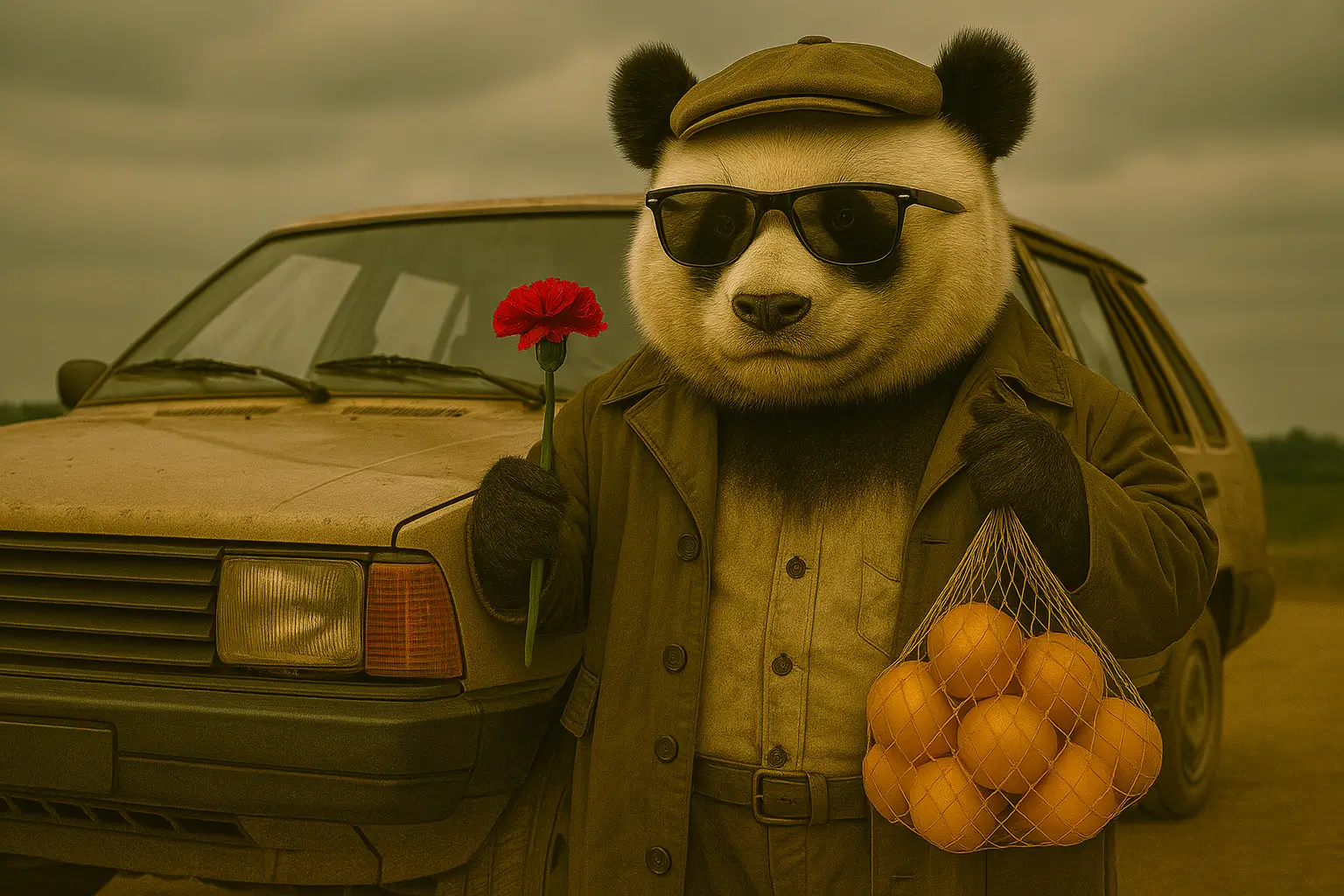 Mężczyzna w Polonezie z pomarańczą – symbol skutecznego remarketingu z planem, nie chaosem.